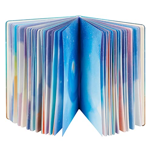 SIIXU B5 Notebook with Colored Space Art Pages, 160 Blank Pages for Writing, Unique Decorated Galaxy Design on Each Page, Colorful Journal, Hardcover, Unlined - color: Constellation