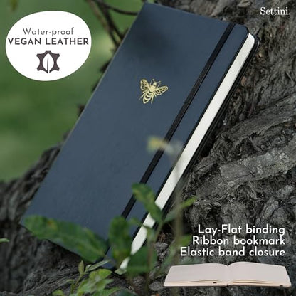 Lined Journal, Ideal for Journaling - A5 Vegan Leather Notebook, 192 Archival-Quality Pages, QuillEase Bleed-Free Paper, Inner Pocket & Bookmark - Bee Gifts, Black Bee - color: Black Bee