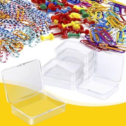 16 Pcs Plastic Crayon Box, Mini Plastic Storage Containers with Lid, 4.5x3.4 Inches Clear Rectangle Box Small Storage Boxes for Crafts, Jewelry Beads, Office Supplies (Clear) - color: Clear