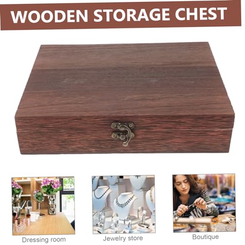 GLEAVI Wooden Storage Trunk Flip Storage Box Simple Case for Jewelry Practical Container