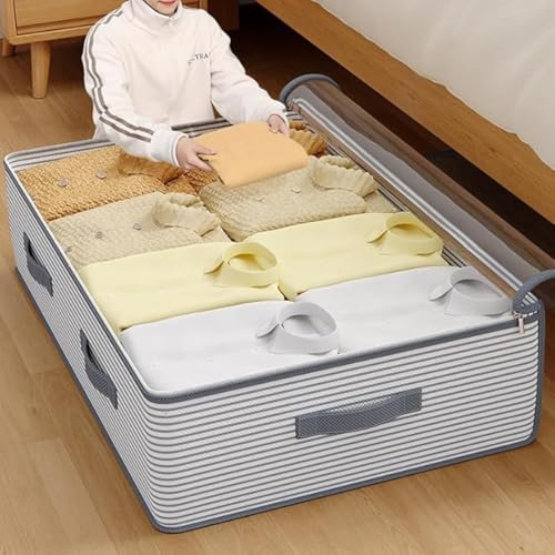 Large Storage Bag, Heavy-Duty Non-Woven Fabric with Transparent Window, Multi-Layer Vertical Storage, Suitable for Closet and Under-Bed use.