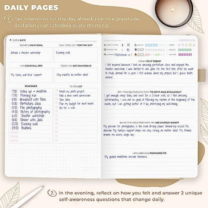 Clever Fox Self-Care Journal – Daily Reflection Notebook – Mental Health & Personal Development Planner, Meditation & Mood Log, A5 (Seashell) - color: Seashell, size: A5 (5.8'' x 8.3'')