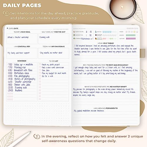 Clever Fox Self-Care Journal – Daily Reflection Notebook – Mental Health & Personal Development Planner, Meditation & Mood Log, A5 (Seashell) - color: Seashell, size: A5 (5.8'' x 8.3'')