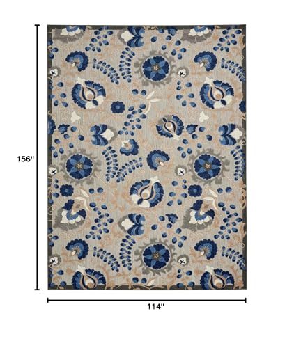 Nourison Home Aloha Natural Blue 9'6" x 13' Area Rug - Easy Clean, Non Shedding, Bed Room, Living Room, Dining Room, Kitchen (10' x 13') - color: Natural Blue, size: 9'6" x 13' (Rectangular)