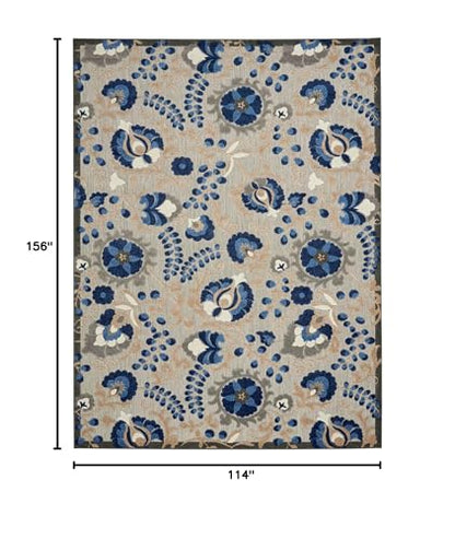 Nourison Home Aloha Natural Blue 9'6" x 13' Area Rug - Easy Clean, Non Shedding, Bed Room, Living Room, Dining Room, Kitchen (10' x 13') - color: Natural Blue, size: 9'6" x 13' (Rectangular)