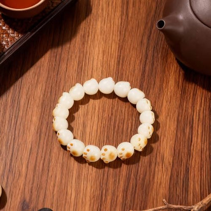Bodhi Fidget Bracelet Anxiety Relief Items Bodhi Seed Beads, Elastic Wristband Meditation Yoga Mindfulness Worry Beads, Birthday Gift for Her for Women, White Dot Print Stackable Jewelry - color: A1:Cat Paw Bracelet