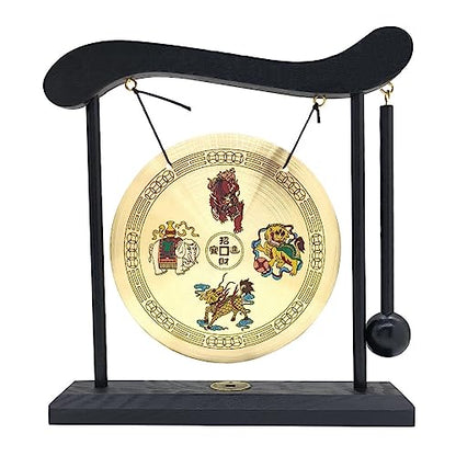 Hooshing Brass Gong Feng Shui Desktop Zen Art Home Decor Housewarming Congratulatory Lucky Blessing Gift - style: Four Divine Beasts