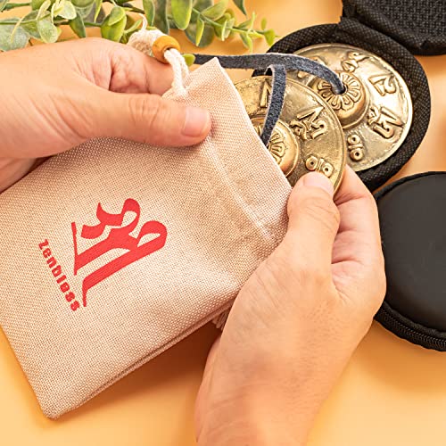 Tibetan Tingsha Cymbals 2pcs, with Storage Box and Fabric Case, Meditation Sanskrit Brass Chime Bells for Spiritual Healing Mindfulness, Yoga Buddhist, Relaxation Musical Instruments