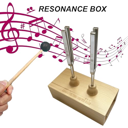 MIMIRACLE Resonance Tuning Forks for Healing - 432Hz, 528Hz, Pine Wood Speaker and Rubber Mallet - Ideal for SPA Aromatherapy, Meditation and Yoga