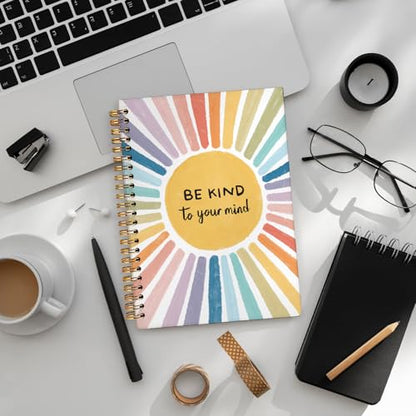 Be Kind to Your Mind Mental Health Journal, Boho Sun Sunshine Notebook, Inspirational Notebook Journal, Positive Affirmations Gifts, Mental Health Gifts, Hardcover Spiral Notebook 5.5x8.3 Inch - color: Be Kind To Your Mind