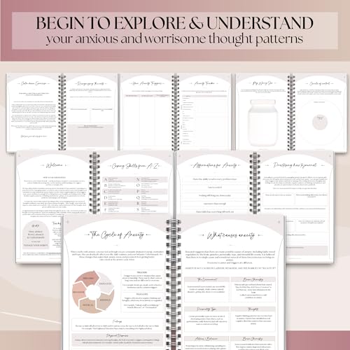 Anxiety Relief Workbook & CBT Therapy Notebook - Guided Prompts, Mental Health Wellness Journal - A5 (Lux) - color: Lux