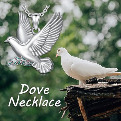 Hummingbird/Phoenix/Owl/Dove/Flamingo/Raven/Blue Jay/Cardinal/Peacock/Eagle/Parrot/Robin Necklace for Women 925 Sterling Silver Bird Pendant Necklace Animal Jewelry Gift for Mother Wife - style: Dove Necklace