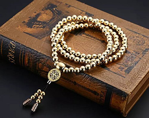 108 Destiny Nepal Prayer Full Metal Buddism Bead Mala Necklace (full brass)