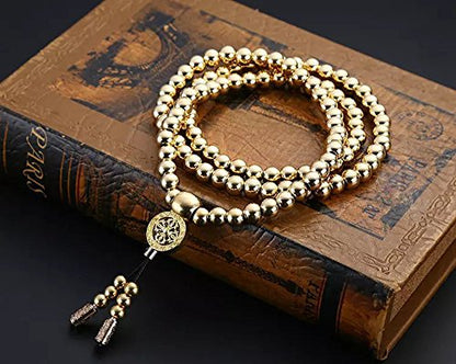 108 Destiny Nepal Prayer Full Metal Buddism Bead Mala Necklace (full brass)