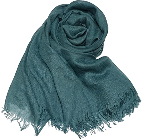 Women Summer Scarfs Lightweight Large Long Gauze Shawl Linen Beach Wrap Plain 75”×43” - color: Dark Green