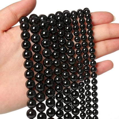 About 45pcs 8mm Natural Stone Beads Black Onyx Agate Beads Energy Crystal Power Gemstone for Jewelry Making, DIY Bracelet Necklace - color: Black Onyx Agate, size: 8mm