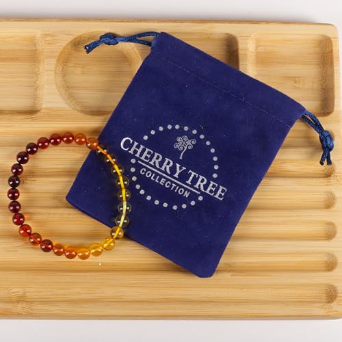 Cherry Tree Collection - Small, Medium, Large Sizes - Gemstone Beaded Bracelets For Women and Men - 6mm Round Beads - color: Amber-Ombre, size: Medium