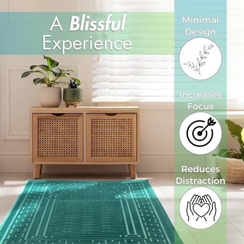 Sacred Artisans Padded Prayer Mat Thick with Soft Velvet Foam | Prayer Rug and Meditation Mat for Men Women Home Travel & Gift (Paradise Green) - color: Green