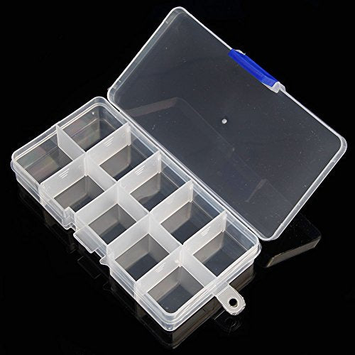 Plastic Storage Container Transparent Storage Box with Adjustable Partition Can Hold Handicrafts Jewelry and Small Parts, Blue