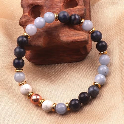 KSQS Healing Stone Bead Bracelet for Women, Natural Gemstones Balance Protection Bracelet, Spiritual Crystal Beads Bracelet Anxiety Relief with Meaning Card - style: Calming