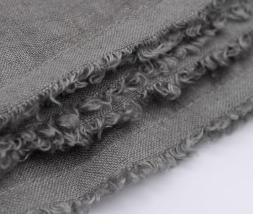 SyuRo Hand Woven Fringed Stylish Japanese Hamamatsu Linen Scarf & Throw - Grey