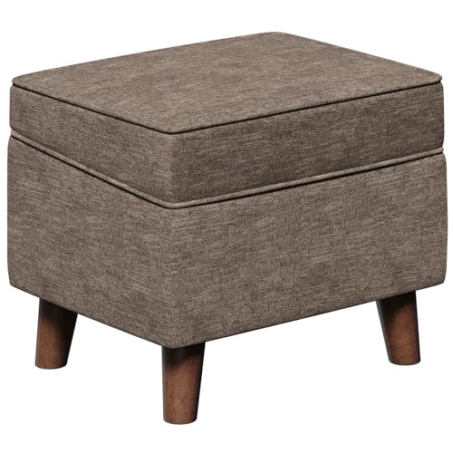FAGAGA Storage Ottoman with Adjustable Cover, Soft Step Stool, Footrest and Seat, Ottoman Foot Rest for Living Room, Bedroom, Dorm, Brown - color: Brown, size: 15.8"D x 18.5"W x 15.8"H