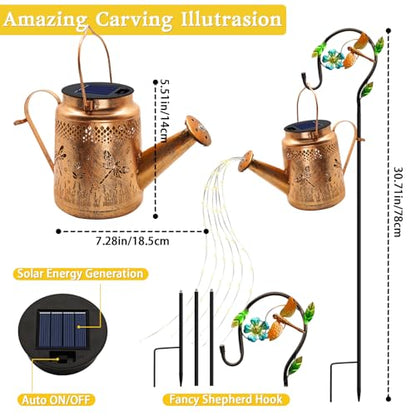 Solar Lights Outdoor Garden Decor, Dragonfly Hanging Watering Can Landscape Lights Waterproof Yard Decorations for Outside Porch Patio Backyard, Gardening Gift for Mom Grandma Women Birthday - style: Dragonfly
