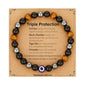 Gnamy Crystal Bracelet Gifts for Men Him- Triple Protection Hematite Black Obsidian Tiger Eye Gemstone Beaded Bracelets Birthday Healing Jewelry Gifts - style: Style 4