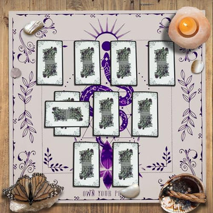 Knana Tarot Altar Cloth Silk Mat for Reading - Witchcraft Accessories with Tarot Card Bag (Purple Snake) - color: Purple Snake