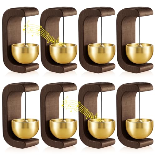 Zonon 8 Pcs Magnetic Wooden Wind Chime Doorbell Decoration Shopkeepers Bell for Door Opening C Shape for Housewarming Gift Refrigerator Room Garden Restaurant (Black Walnut) - color: Black Walnut