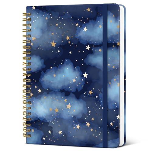 Taja Spiral Journal Notebook for Women, Pretty Hardcover Lined Notebook for Work & Note Taking, Aesthetic Cute Journal for Writing, 140 Pages, 5.8"x8.3", Starry Night - color: L-Starry Night