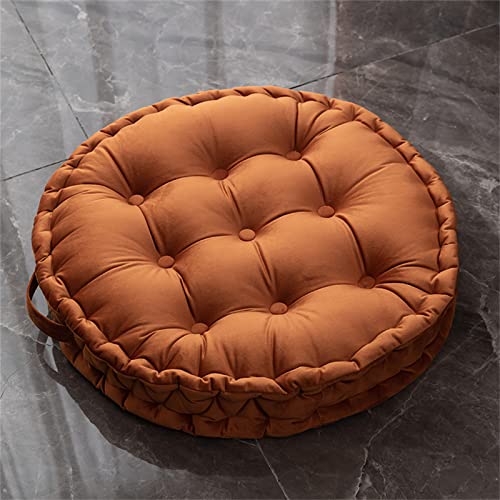 Meditation Floor Cushions, 24 inch Large Floor Pillows Seating for Adults Solid Thick Round Meditation Floor Cushion for Yoga Balcony Living Room Outdoor (Orange) - color: Orange