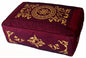 Meditation Cushion - Rectangular Zafu Buckwheat and Kapok Fill Eternal Knot Celestial Vine Burgundy - color: Burgundyeternalknot