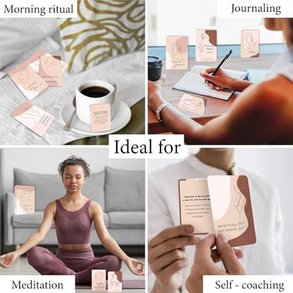 Manifestation Affirmation Cards for Women – 60 Positive Daily Quotes with Motivational Actions | Inspirational Mindfulness Deck for Self Care, Meditation, Productivity & Confidence