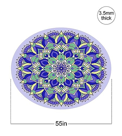nuveti Large Meditation Mat Non Slip Round Yoga Mat Natural Rubber with Sueded Surface Exercise Mat Perfect for Meditating, Stretching, Yoga（140CM X 3.5MM Thick)