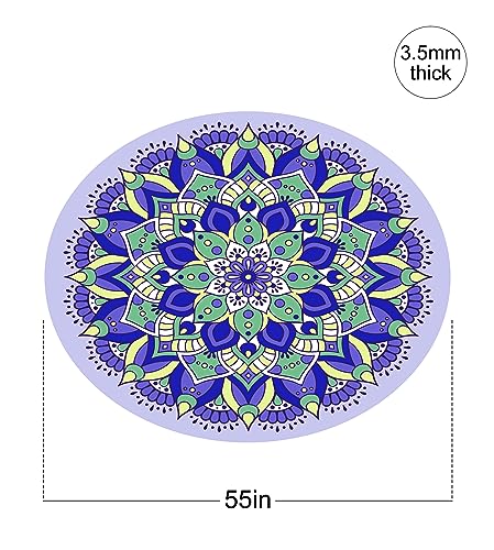 nuveti Large Meditation Mat Non Slip Round Yoga Mat Natural Rubber with Sueded Surface Exercise Mat Perfect for Meditating, Stretching, Yoga（140CM X 3.5MM Thick) - color: ChuShiShengXia