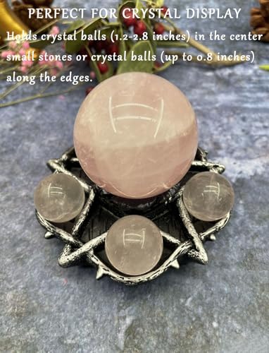 Pentacle Altar Crystal Ball Holder, Tealight Tray for Astrology Ritual Alter Witch Decor, Plate Witchcraft for Wiccan Tarot Supplies