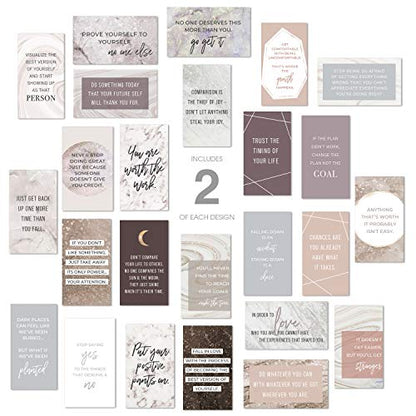 Marble Quartz Daily Gratitude Cards / 50 Motivational Kindness Cards / 25 Inspirational Quote Card Designs / 2” x 3.5” Uplifting Flat Business Card Pack - color: Marble