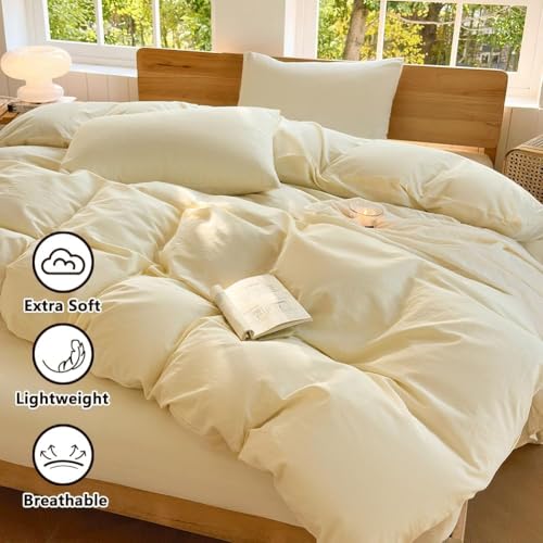 100% Washed Cotton Weighted Blanket Cover, Linen Feel Duvet Cover for Weighted Blanket 88"x104", Plain Simple Cotton Heavy Blanket Duvet Cover (Cream White, 88"x104") - color: Cream White (No Blanket), size: 88"x104"