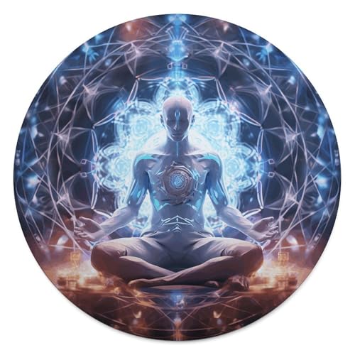 Meditation Energy Round Blanket Washable Flanne Tapestry Soft Novelty Rug for Adult Non-Slip Home Decor Circular Throw Carpet for Indoors Outdoors Travel Home 60 Inch