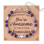 Birthday Bracelet: 6mm Natural Stone Healing Bracelet Inspirational Self-Care Gifts for Women, Mom, Daughter, Wife, Coworkers, Friend, Bestie, Granddaughter - color: Purple