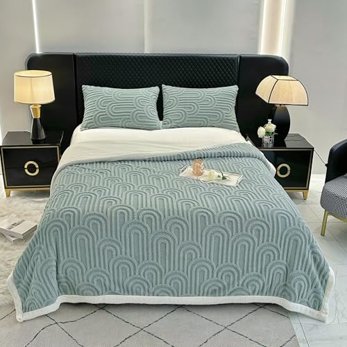 Arch Sherpa Throw Blanket 60 × 80 inch,Sherpa Fleece Blanket for All Season, Warm and Cozy Blankets for Bed Couch Sofa Office Camping, Light Green - color: H-light Green, size: 60''x80''