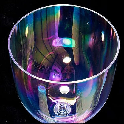 Hand-held Colourful Clear Crystal Singing Bowl With Heavy Duty Carrying Case, Professional Sound Healing Instrument for Yoga Meditation Zen (Color : 7Inch A3) - color: 7Inch A3