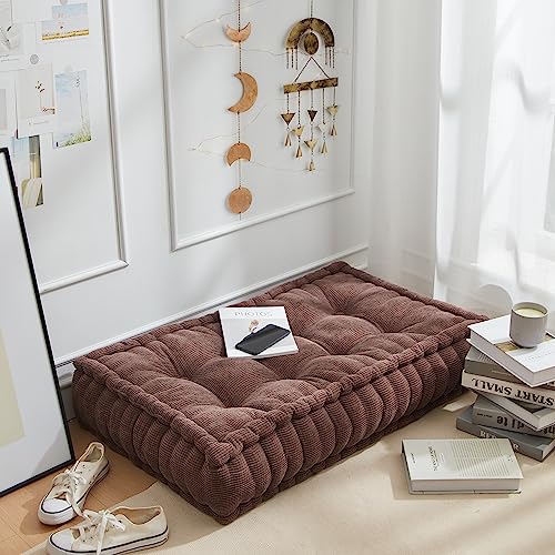 DormCo Rainha - Ultra Thick Tufted Floor Pillow - Dark Brown - color: Dark Brown