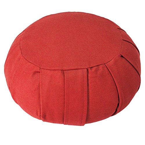 YogaAccessories Round Cotton Zafu Meditation Cushion Pillow - color: Red