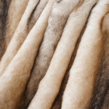 BATTILO HOME Luxury Faux Fur Throw Blanket, Soft Cozy Mink Fur Blanket for Couch, Sofa, Chair, Bed, Thick Warm Fall Fur Throw Blankets, 50"x60" - color: Yellow&grey, size: 50"x60"