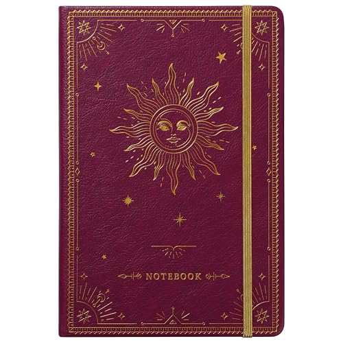 Artfan Ruled Notebook/Journal – Premium Thick Paper Faux Leather Classic Writing Notebook with Pocket + Page Dividers Gifts, Banded, Large, 144 Pages, Hard Cover, Lined (5.8 x 8.4) - Burgundy - color: RED