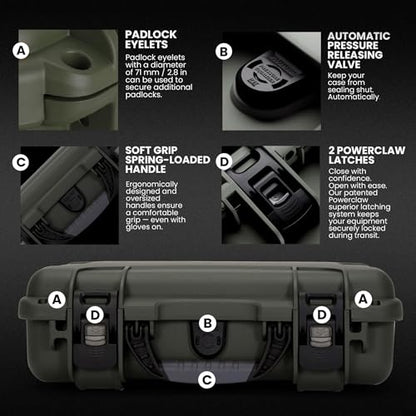NANUK 910 Empty Waterproof Hard Case – 14.3” x 11.1” x 4.7”, Protective Case for Gear – Impact-Resistant, Dustproof, Airline Carry-On Approved – Made in Canada, Olive - color: Olive, style: Empty