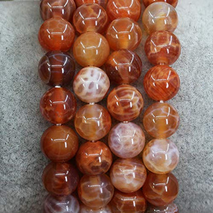 Keleny Gem Semi Precious Gemstones 8mm Natural Quartzite Stone Round Beads Crystal Stretch Bracelet 7 Inch Unisex - color: Red Crab Fire Agate