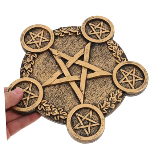 1pc Pentacle Star Candleholder Decorative Altar Prop for Rituals Wiccan Ceremonies Energy Gathering Mystical Design Bright Copper Finish